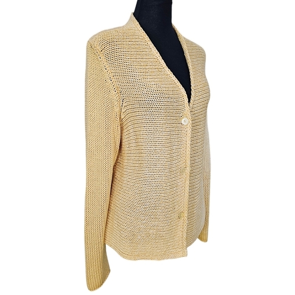 Brunello Cucinelli Ombre Cardigan Sweater Women Yellow Size Medium V-Neck Cotton - Picture 2 of 16